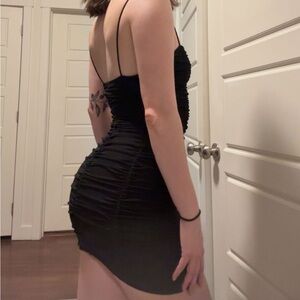 Princess Polly Black Strapless Ruched Dress US 6